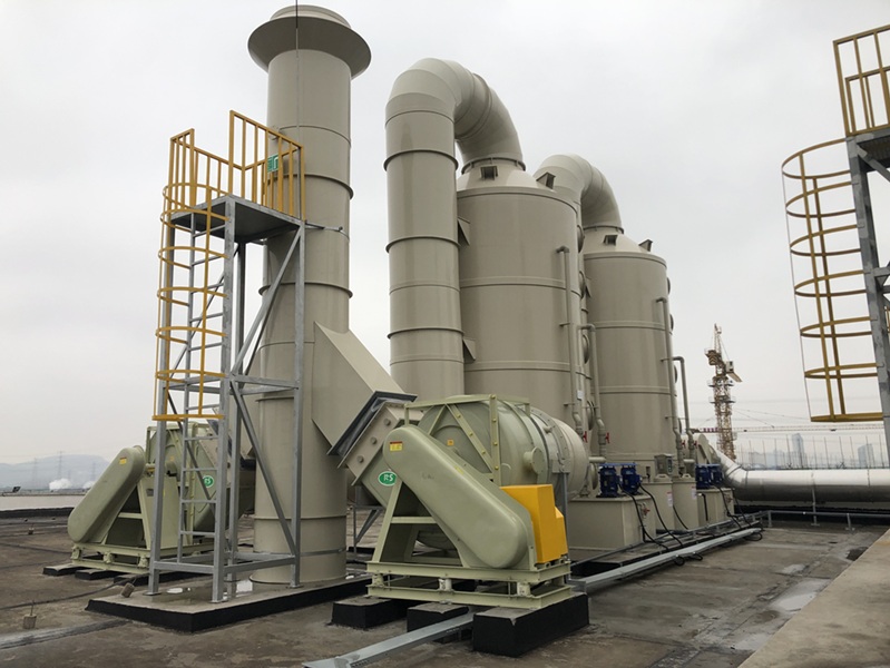 PP Exhaust Gas Filter Wet Scrubber Vocs Waste Gas Treatment System Spray Tower for Chemical Industry.jpeg